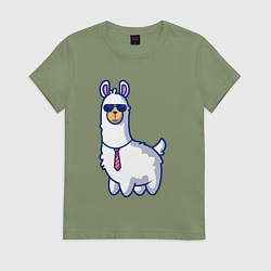 Футболка хлопковая женская Модная альпака, цвет: авокадо