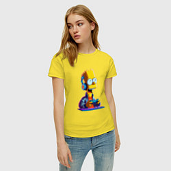 Футболка хлопковая женская Bart is an avid gamer, цвет: желтый — фото 2