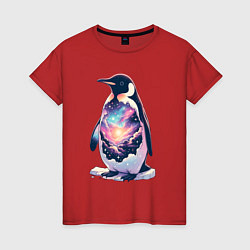 Женская футболка Пингвин с космосом
