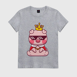 Футболка хлопковая женская Царь поросёнок, цвет: меланж