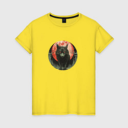 Женская футболка Злой волк в кровавом закате