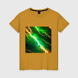 Женская футболка Зеленая молния из нейросети