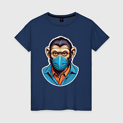 Женская футболка Портрет обезьяны в маске