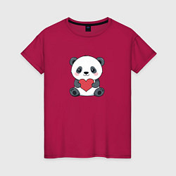 Женская футболка Панда с красным сердечком