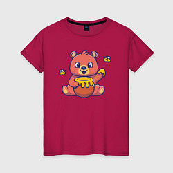 Женская футболка Мишка с горшком мёда