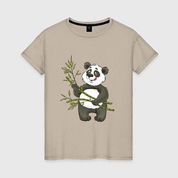 Женская футболка Мультяшная панда с бамбуком