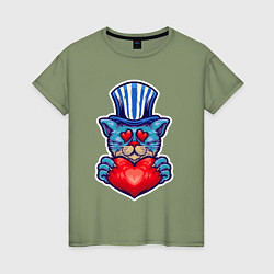Женская футболка Кот с сердцем