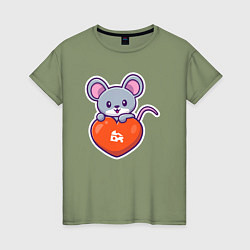 Женская футболка Мышка с сердцем