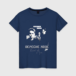 Футболка хлопковая женская Depeche Mode - Band barrel of a gun, цвет: тёмно-синий