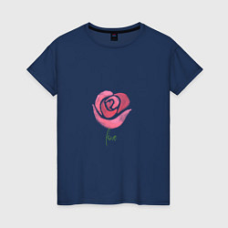 Футболка хлопковая женская Роза любви-love, цвет: тёмно-синий