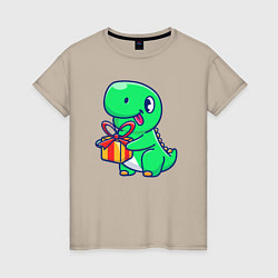 Женская футболка Динозавр с подарком