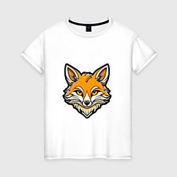 Женская футболка Стикер голова лисы - нейросеть