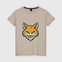 Женская футболка Стикер голова лисы - нейросеть