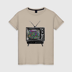 Женская футболка Старый телевизор цветной шум