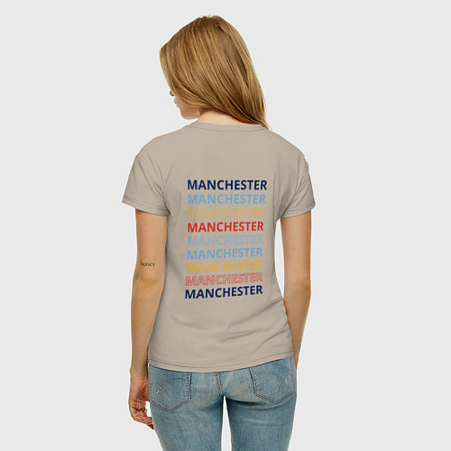 Женская футболка Футбольный клуб манчестер сити- эмблема / Миндальный – фото 4