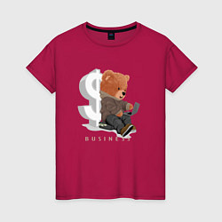 Женская футболка Плюшевый медвежонок бизнесмен