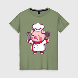 Женская футболка Поросёнок повар