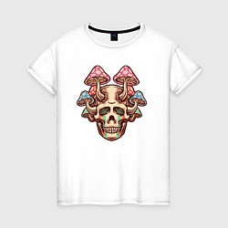Женская футболка Триповый череп гриб