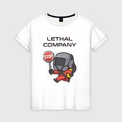 Футболка хлопковая женская Lethal company: Stop Please, цвет: белый