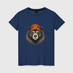 Женская футболка Русский медведь в шапке с гербом