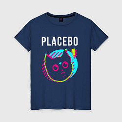 Футболка хлопковая женская Placebo rock star cat, цвет: тёмно-синий