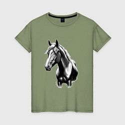 Женская футболка Портрет лошади