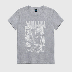 Футболка хлопковая женская Нирвана - Курт Кобейн, цвет: меланж