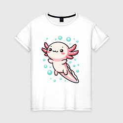 Женская футболка Аксолотль под водой