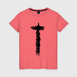 Женская футболка Крылья перья крест пушистые