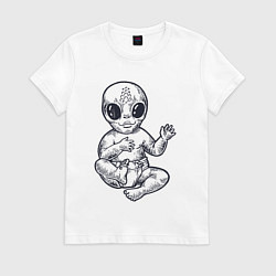 Футболка хлопковая женская Baby alien, цвет: белый
