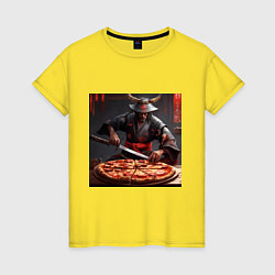 Женская футболка Самурай с пиццей