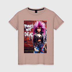 Женская футболка Punks not dead - cool Barbie ai art