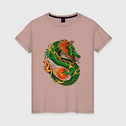 Женская футболка Азиатский зеленый дракон