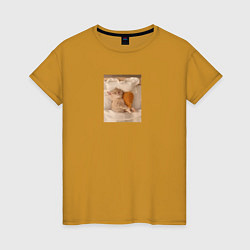 Женская футболка Котёнок с куриной ножкой