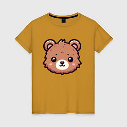 Футболка хлопковая женская Мордочка медведя, цвет: горчичный
