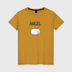 Женская футболка Минималистичный кот ангел