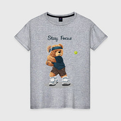 Женская футболка Плюшевый медвежонок играет в теннис