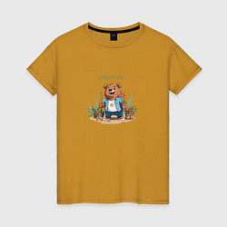 Женская футболка Медведь дачник