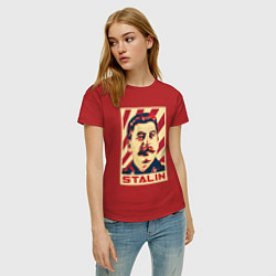 Футболка хлопковая женская Stalin face, цвет: красный — фото 2