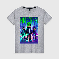 Женская футболка Cyberpunk and Minecraft - collaboration