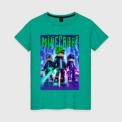 Женская футболка Cyberpunk and Minecraft - collaboration