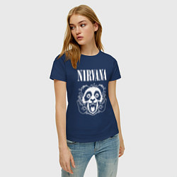 Футболка хлопковая женская Nirvana rock panda, цвет: тёмно-синий — фото 2