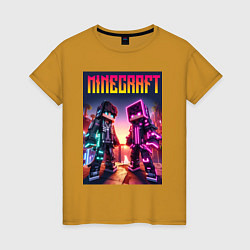 Женская футболка Minecraft - neon fantasy ai art
