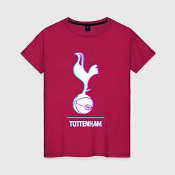 Футболка хлопковая женская Tottenham FC в стиле glitch, цвет: маджента