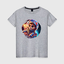 Женская футболка Космический котёнок в скафандре