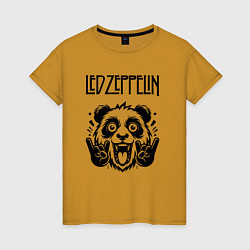 Футболка хлопковая женская Led Zeppelin - rock panda, цвет: горчичный