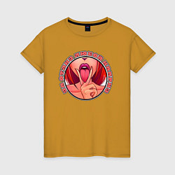 Женская футболка Девушка с языком- за отлиз любой каприз