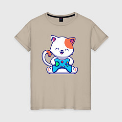 Женская футболка Котик с джойстиком