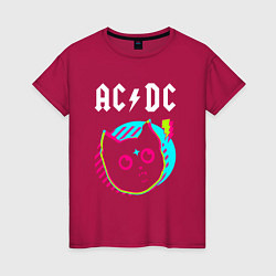 Женская футболка AC DC rock star cat