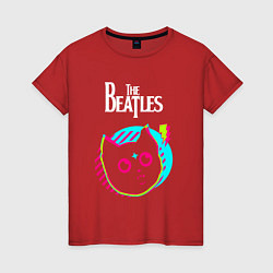 Женская футболка The Beatles rock star cat